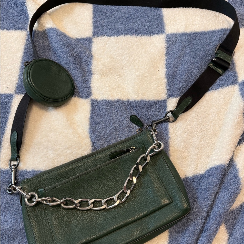 Coach Holden Crossbody Leather with Chain - Everglade/Silver - Picture 2 of 8